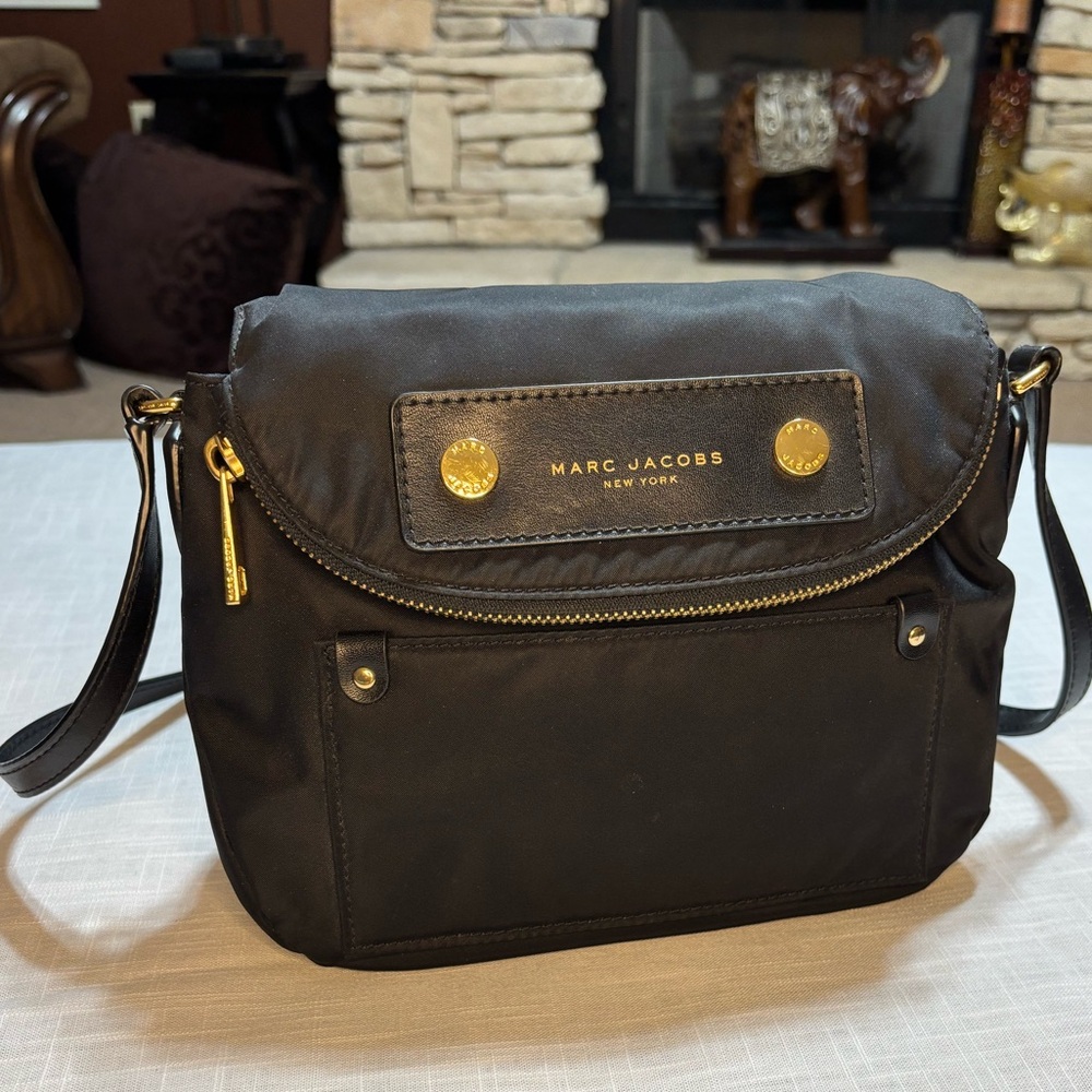 Marc Jacobs Black Backpack with Gold Details